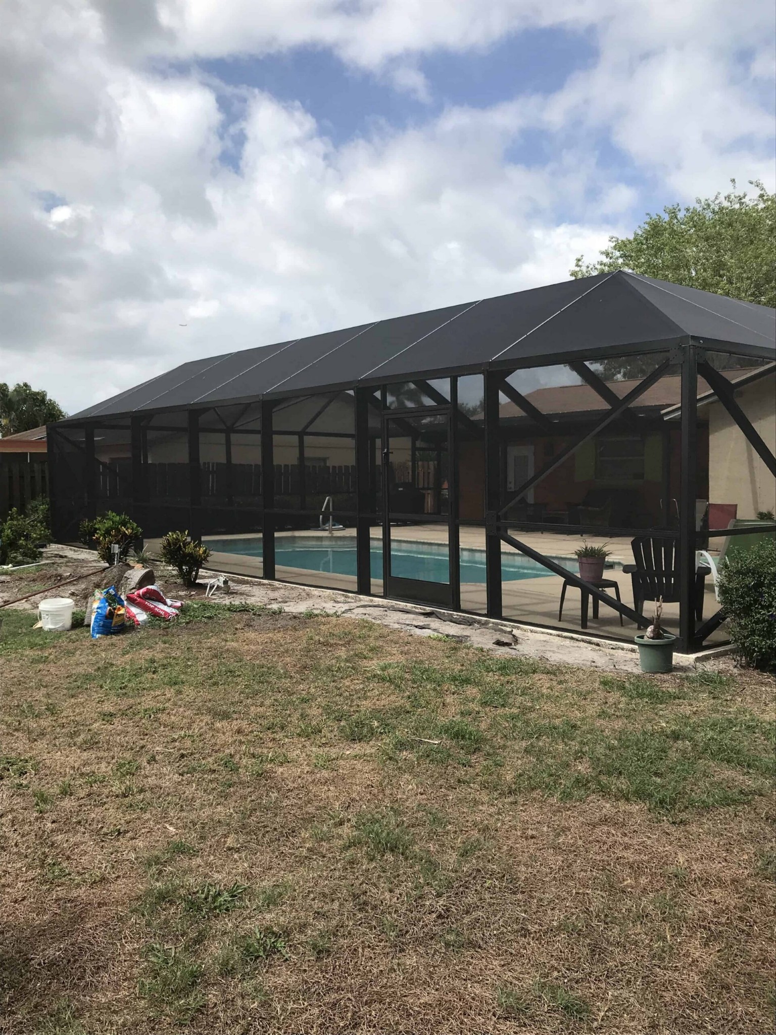 Full pool cage rescreen in Sarasota Florida