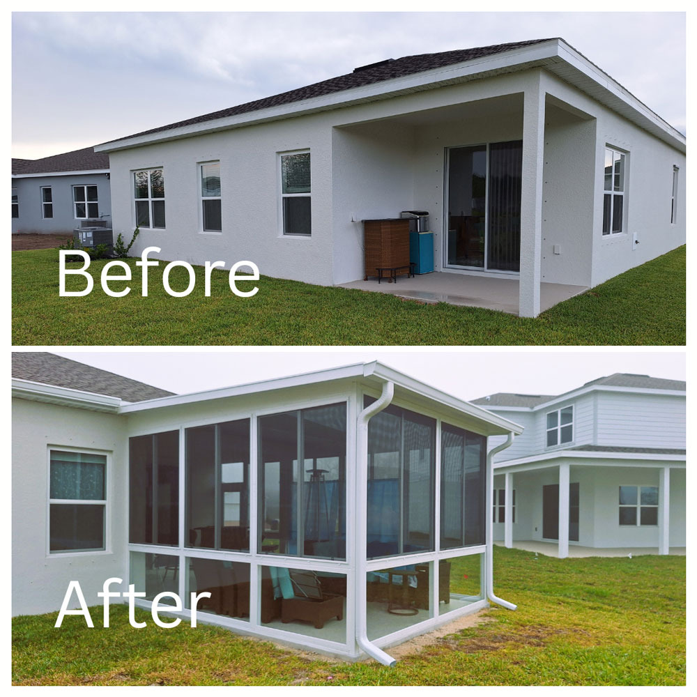 Screen room before and after